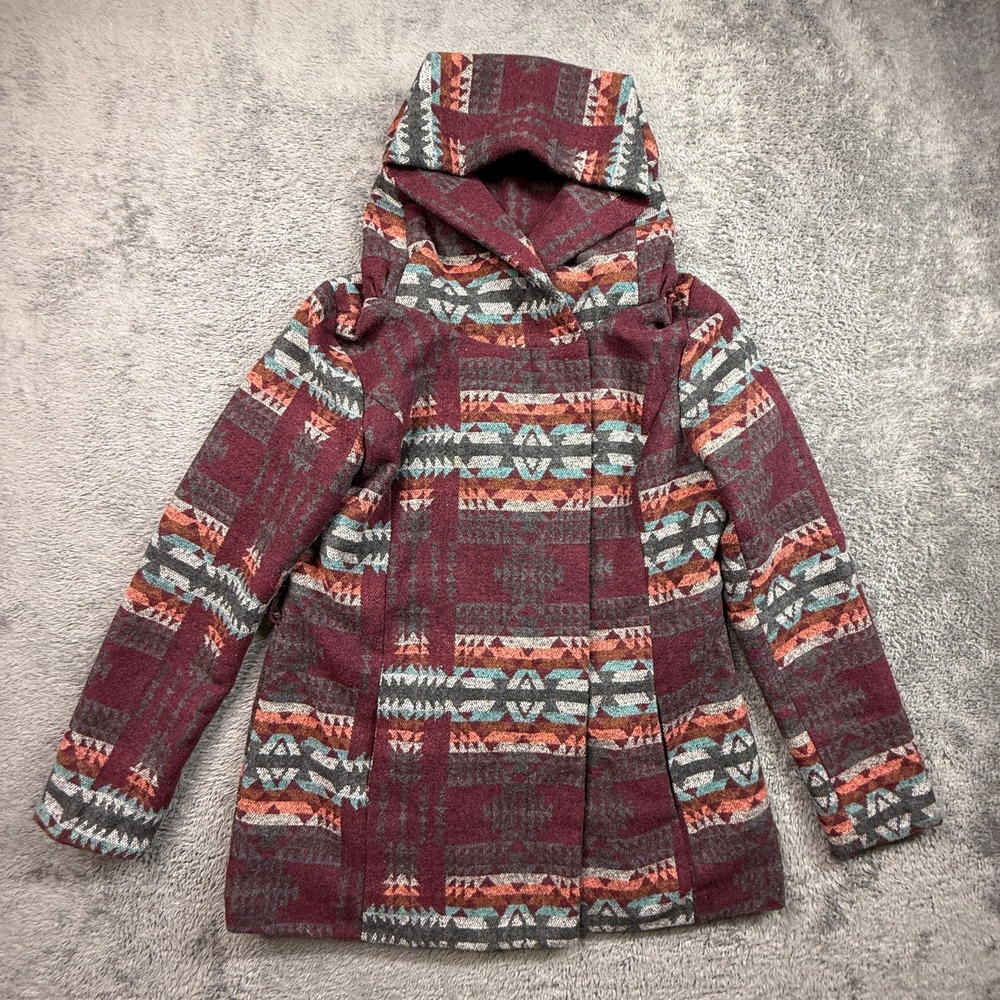 Mossimo Supply Co Aztec Tribal Long Jacket Coat Womens L Button Front